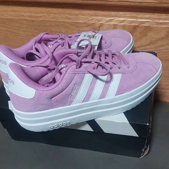 Adidas Women's Lavender and White Platform VL COURT BOLD Size 9 - Picture 3 of 6